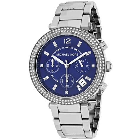 michael kors silver and blue watch|mk blue watch.